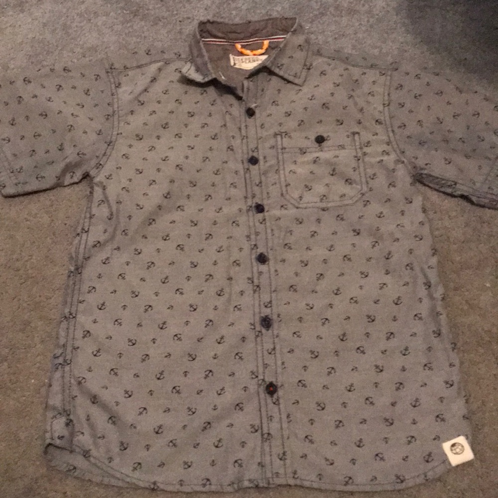 Free planet boys 8 anchor nautical button shirt